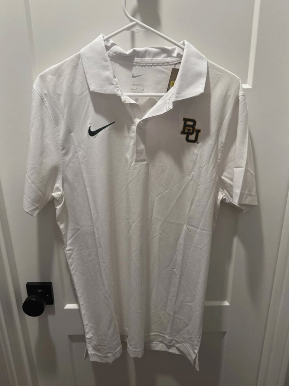 Baylor Bears Nike Dri Fit Polo Men's Size Small White Golf Polo NWT